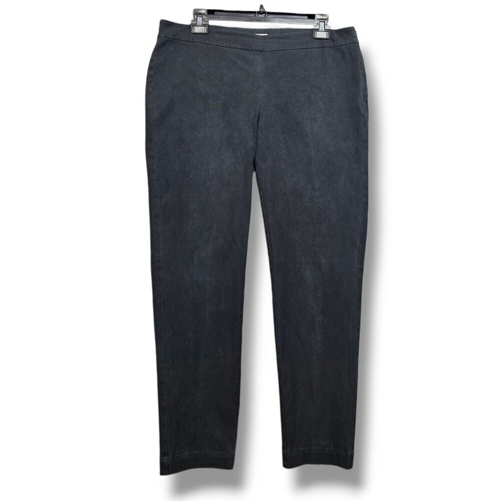 Eileen Fisher Tapered Ankle Pants Womens Medium Organic Cotton Side Zip Black